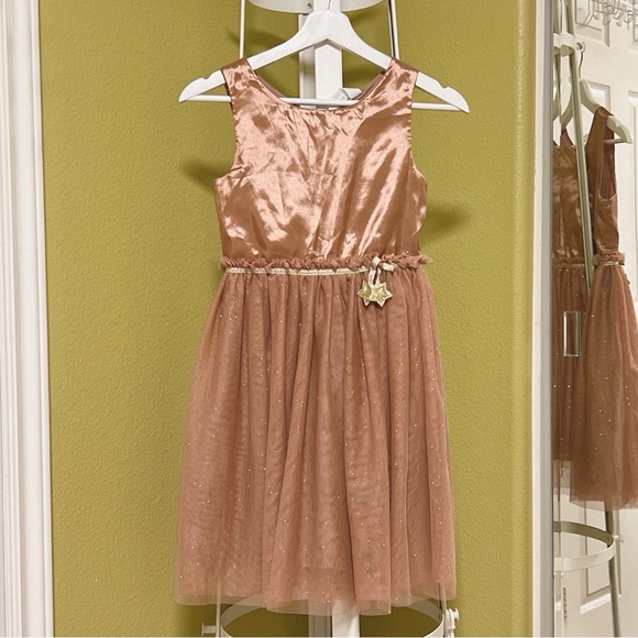H&M Girls Rose Gold Glitter Tulle Holiday Party Dress Size 10 (9-10Y) - Picture 1 of 4